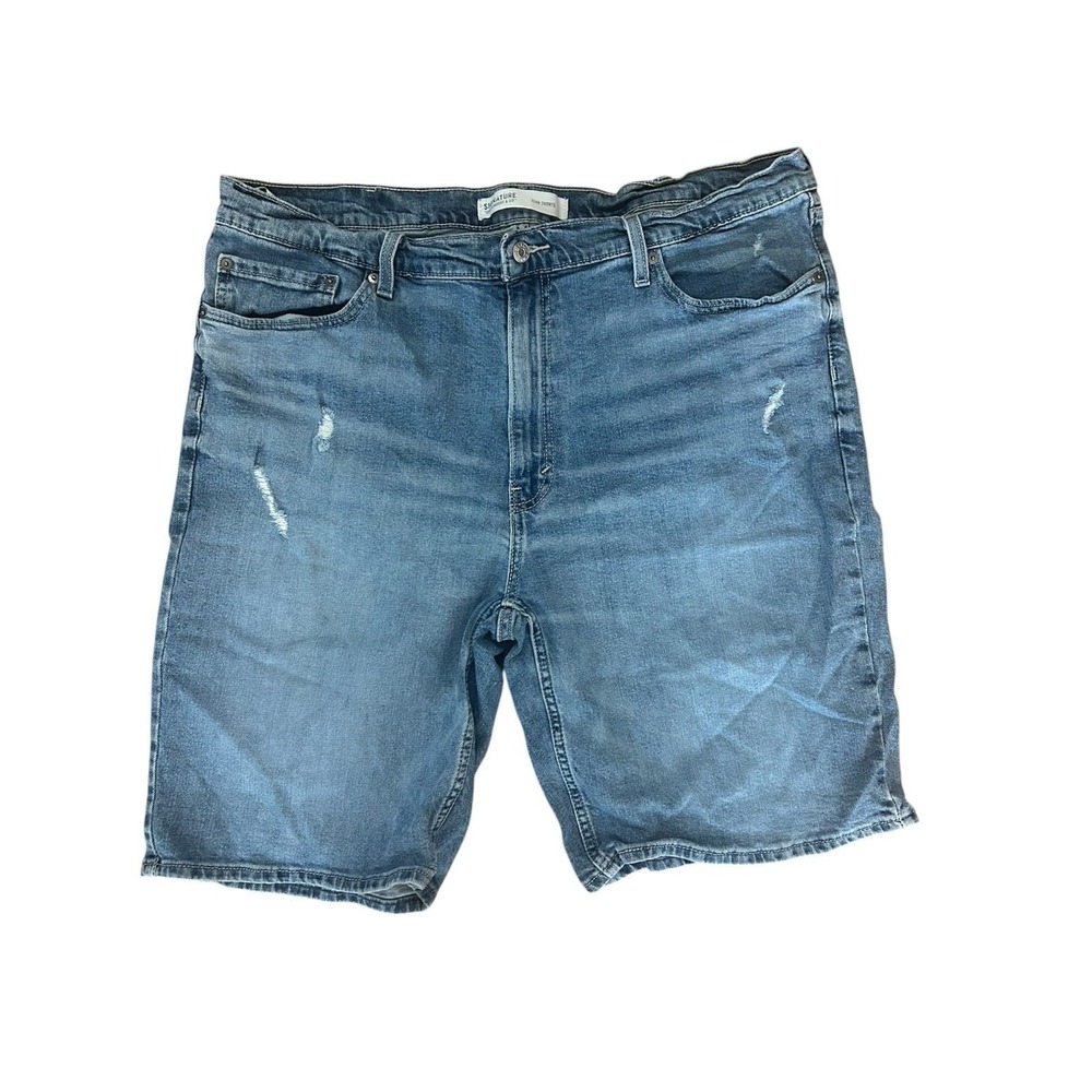 Signature by Levi Strauss & Co. Men's Denim Jean Shorts Size 40 Blue Distressed - Picture 1 of 7